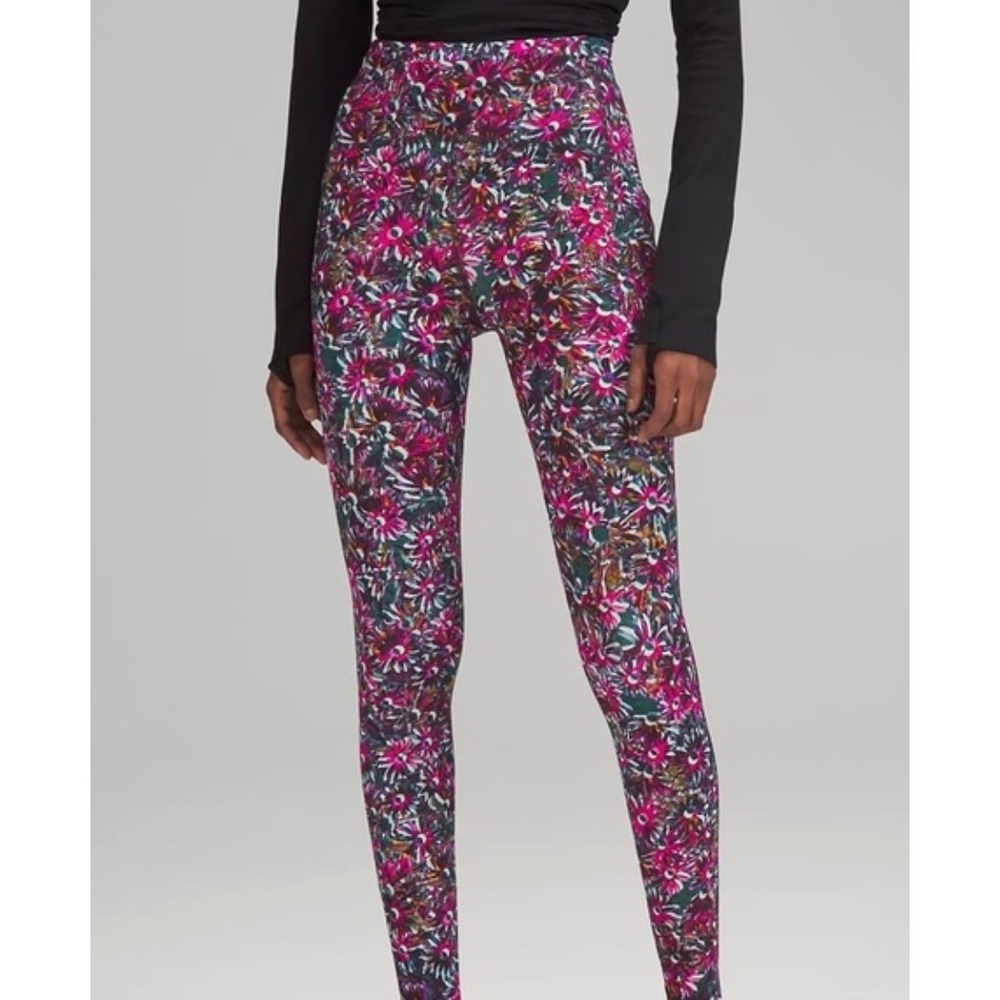 Lululemon Base Pace Tight Womens 4 Multicolor Floral High Rise Leggings